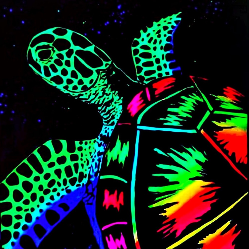 Sea Turtle Blacklight Painting on 12x16 Canvas